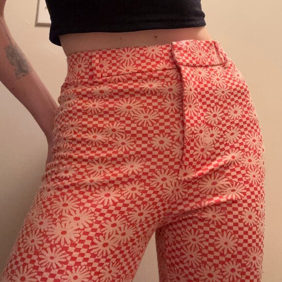 Flare Pink Floral Pants - Picture 1 of 8
